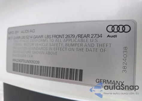 2018 Audi S5 3.0T Premium Plus z USA, uszkodzony, nr VIN WAU24GF50JN009209